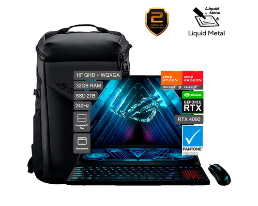 Asus ROG Zephyrus Duo 16 de 16", modelo GX650PY-NM005W, AMD Ryzen 9 7945HX, NVIDIA GeForce RTX 4090, 32GB RAM, disco sólido de 2TB